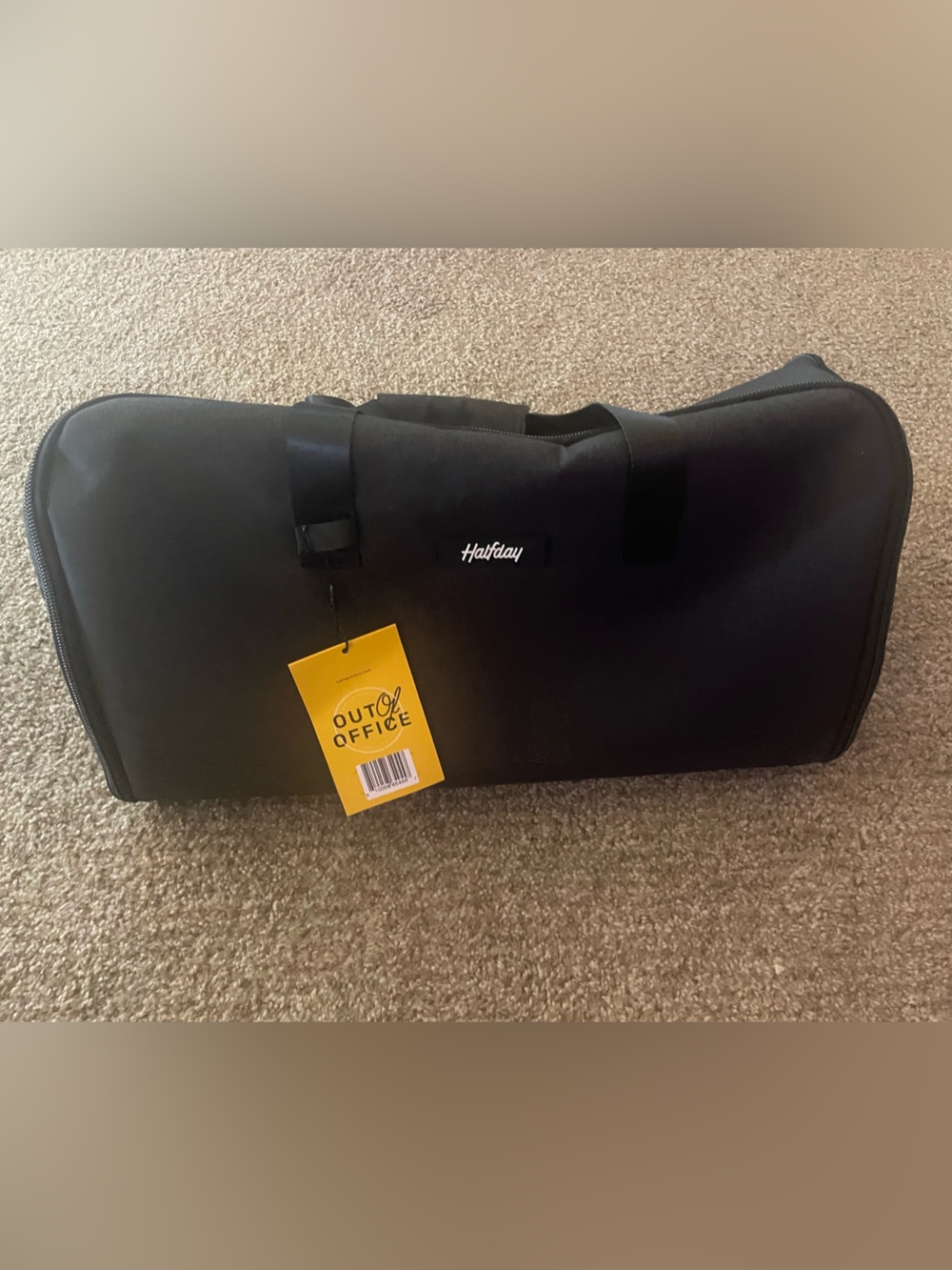 Halfday Black Duffel Bag with Yellow Tag